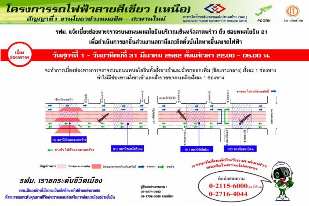 พรุ่งนี้!! เบี่ยงจราจรถเซ็นทรัลลาดพร้าว-พหลฯ 21