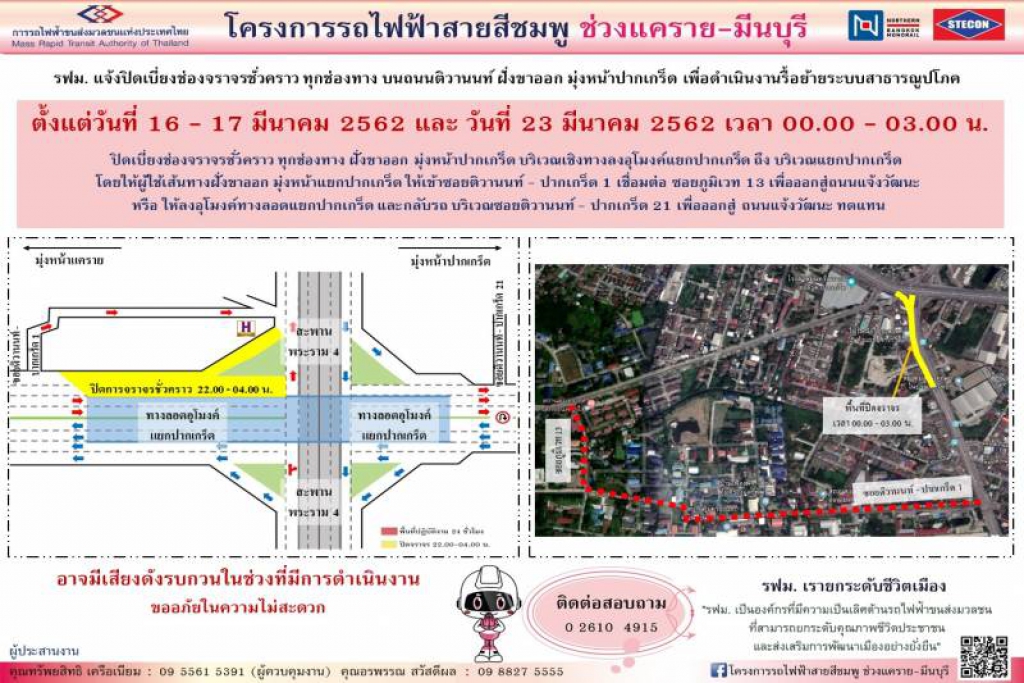 ปิดเบี่ยงจราจรทุกช่องทาง มุ่งหน้าปากเกร็ด