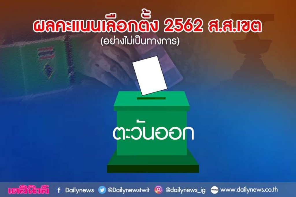 ผลคะแนนเลือกตั้ง 2562 อย่างไม่เป็นทางการ (ตะวันออก)