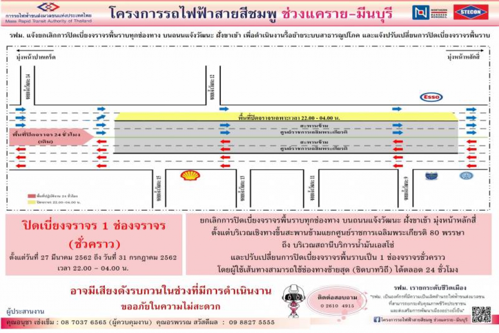 แจ้งยกเลิกเบี่ยงจราจรพื้นราบทุกช่องทางถนนแจ้งวัฒนะฝั่งขาเข้า 