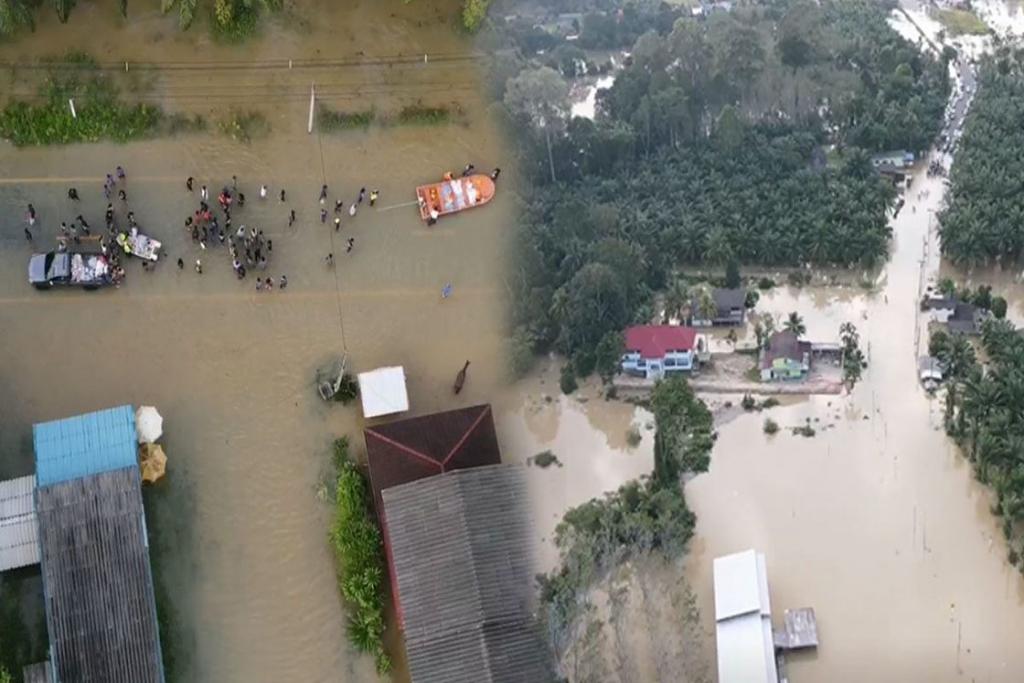 เผยภาพมุมสูง เผยสภาพ มวลน้ำมหาศาลจากทุ่งสง ล้นทะลักแม่น้ำตรัง เข้าท่วมเมือง
