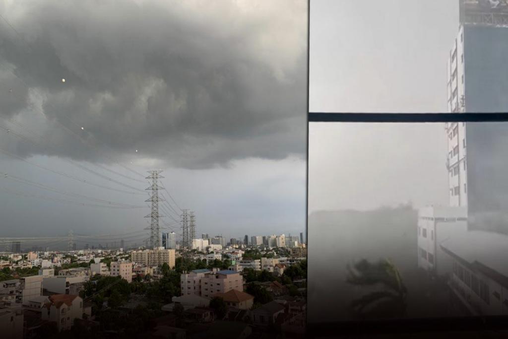 น่ากลัวมาก! เปิดคลิปนาทีฝนถล่มกรุง ลมกระหน่ำซัดไม่หยุด กรมอุตุฯ ยังเตือน