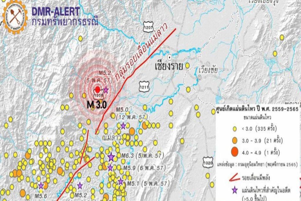 ระทึก! แผ่นดินไหว 3.0 กลุ่มรอยเลื่อนแม่ลาว ชาวบ้าน 3 ตำบล รับรู้แรงสั่นสะเทือน