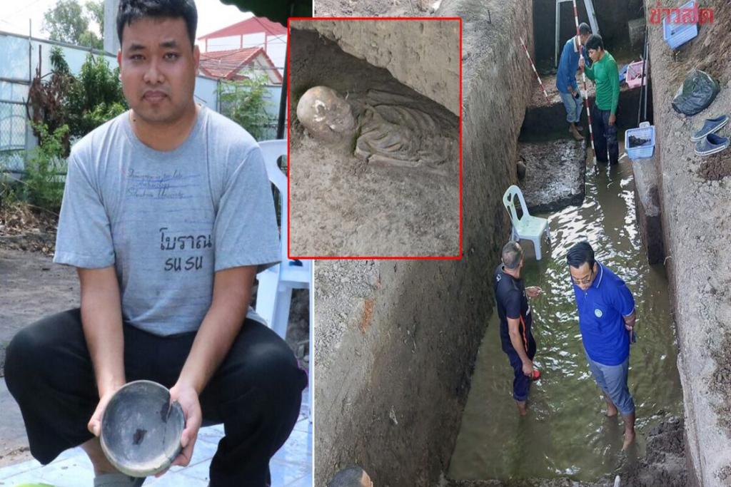 ฮือฮา ปรับภูมิทัศน์คูเมืองโคราช ขุดเจอกระดูกมนุษย์โบราณ ภาชนะพิมายดำ อายุพันปี