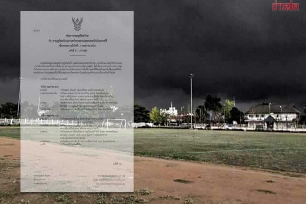 กรมอุตุฯ ประกาศฉบับ6 เตือน พายุฤดูร้อน ฝนตกหนัก ลมกระโชกแรง